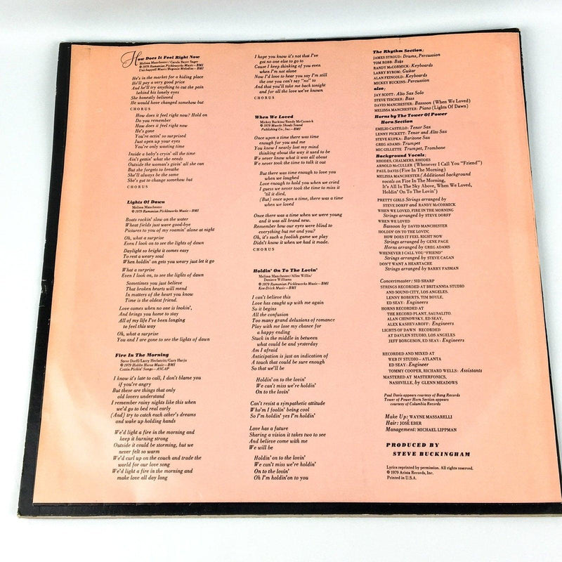 Melissa Manchester Melissa Manchester Record 33 RPM LP AL 9506 Arista 1979 3