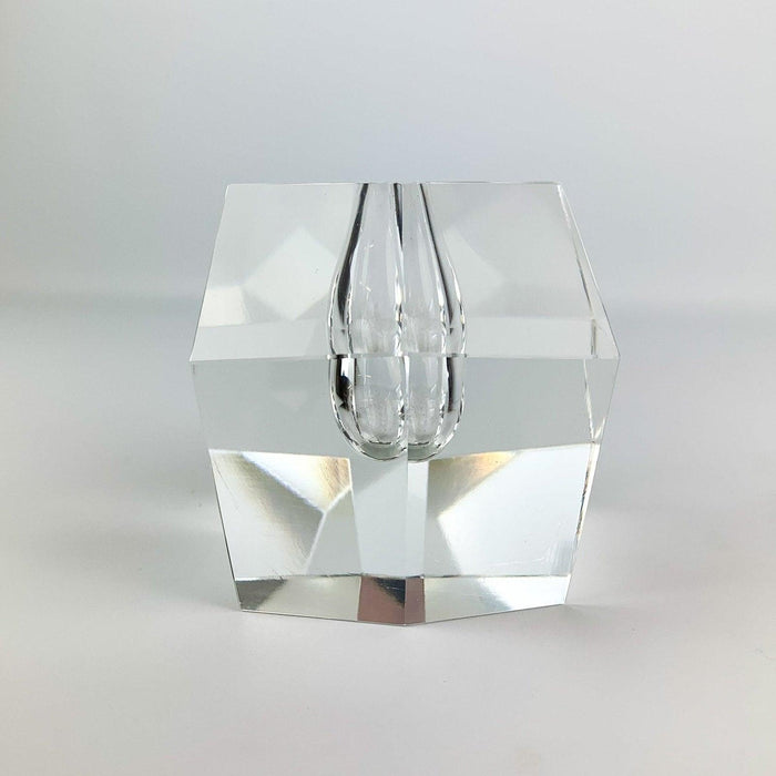 Faceted Crystal Orchid Bud Vase Geode Paperweight Mid Century Modern Art Glass 8