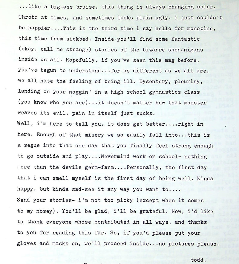 Monozine # 3 1990s Tourists Strange Intestinal Attack, 2