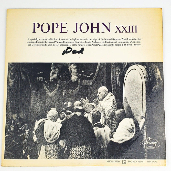 Pope John XXII Pope John XXII Record 33 RPM LP RM200 Mercury Records 1963 1