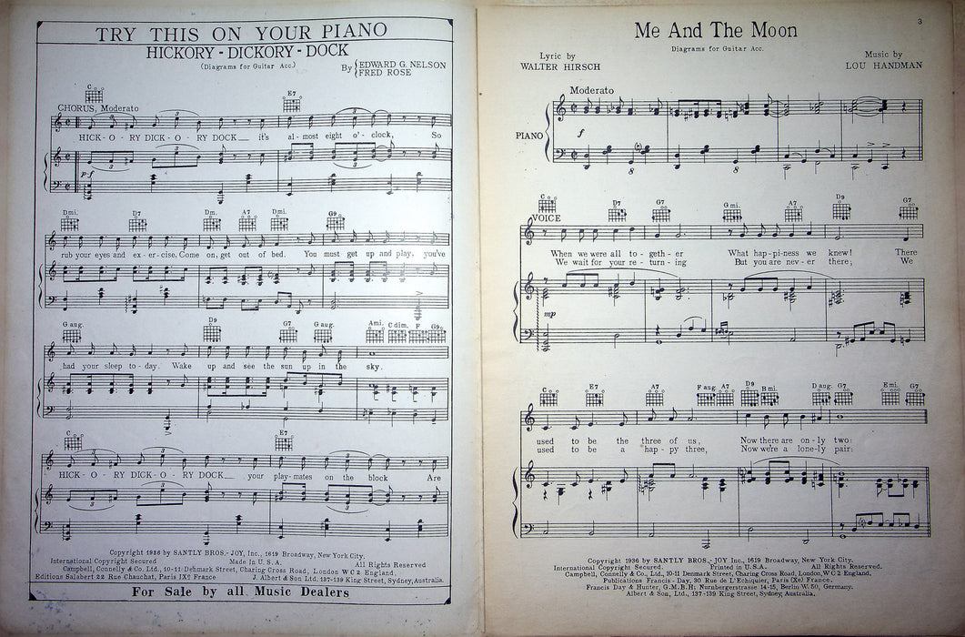 Vintage Sheet Music Me And The Moon Dick Stabile 1936 Hirsch Hanoman Piano Vocal 2