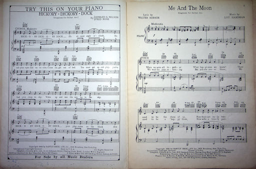 Vintage Sheet Music Me And The Moon Dick Stabile 1936 Hirsch Hanoman Piano Vocal 2