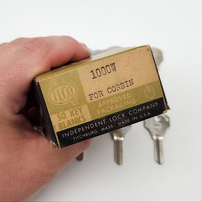 10x Ilco 1000W Key Blanks Nickel Plated Brass Corbin Cabinet Lock USA Made NOS