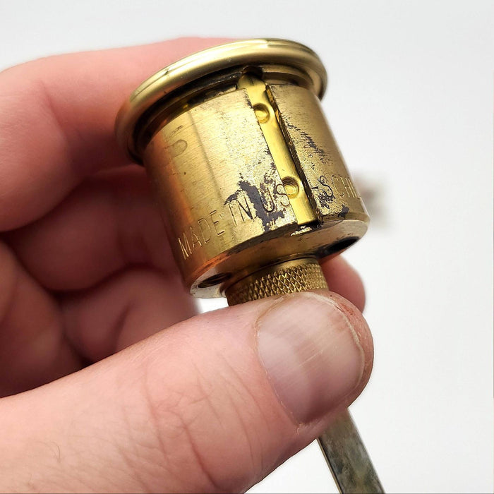 Schlage Rim Cylinder Lock 20-022 Bright Brass 1-1/8" Length E Keyway NOS