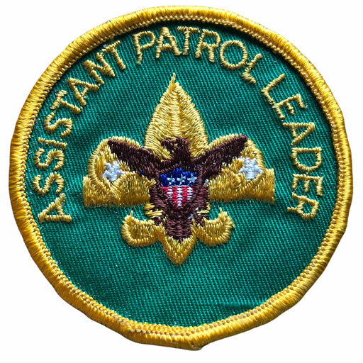 Boy Scouts Assistant Patrol Leader Patch 1970s Clear Plastic Back Green Gold 2