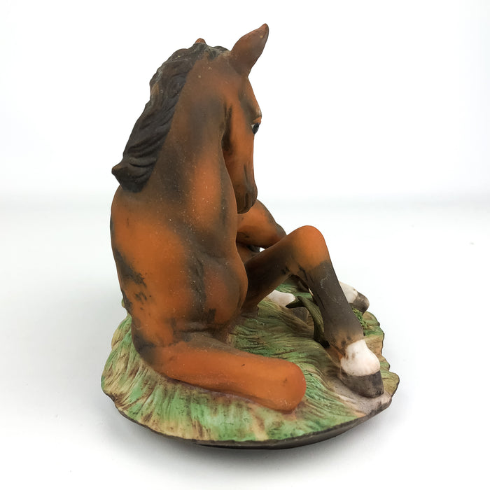 Homeco Masterpiece Porcelain Horse Colt Reddish Brown Laying Down 1982