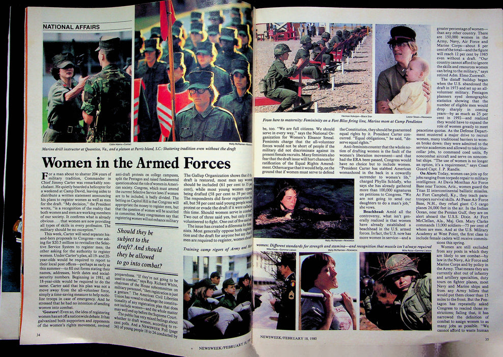 Newsweek Magazine February 18 1980 Women Armed Forces Carter Females Drafted 3