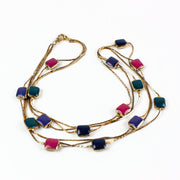 Vintage Multi Layered Strand Pink, Purple, Blue & Green Necklace 1
