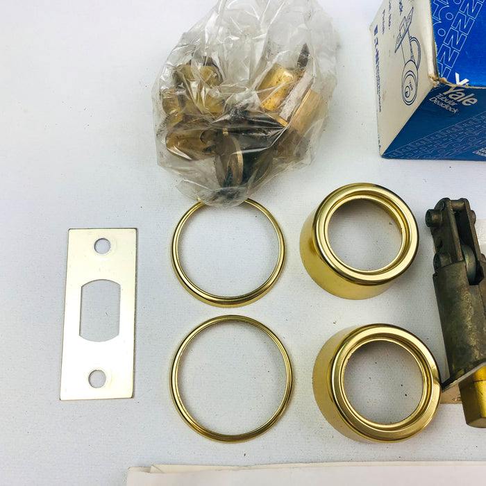 Yale Tubular Deadlock 6 Pin Cylinder Locks 170 1/4 US03 Bright Brass New NOS