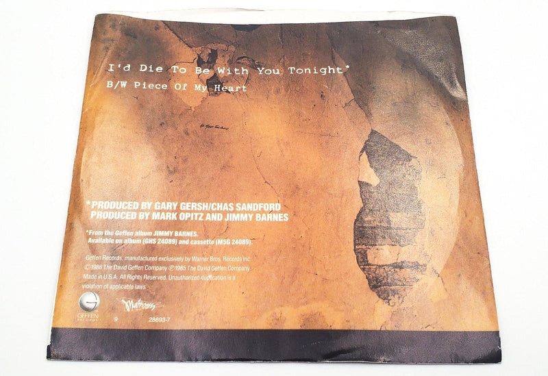 Jimmy Barnes I'd Die To Be With You Tonight Record 45 Single Geffen 1985 Promo 2