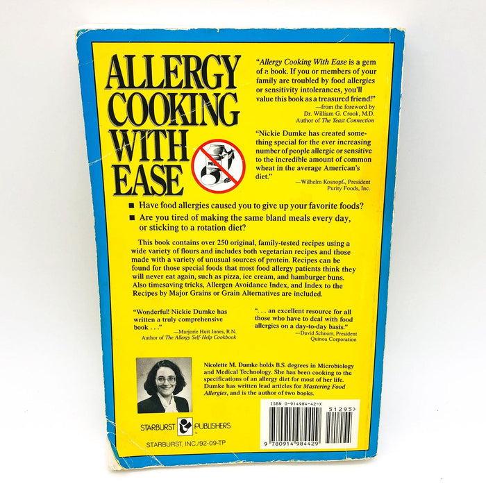 Allergy Cooking With Ease Paperback Nicolette M. Dumke 1993 Recipes Cookery Tips 2