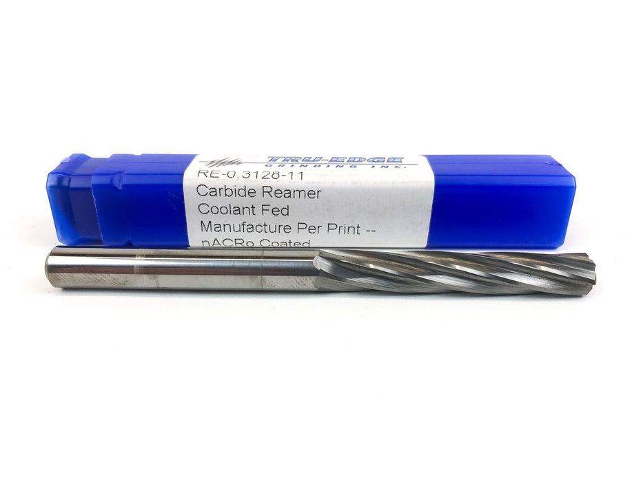 Tru Edge 129257 Solid Carbide Reamer Coolant Fed RE-0.3128-11 Spiral Flutes 1pc 1