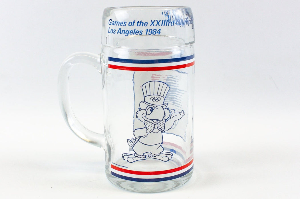 Vintage 1984 Los Angeles Olympic Games Sam The Eagle 8" Glass Beer Mug 1