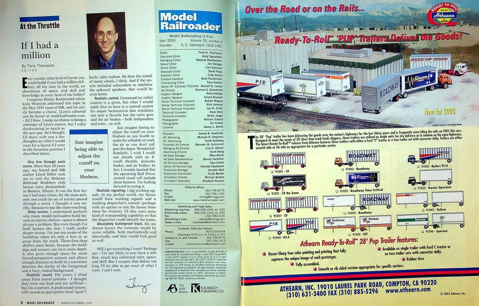 Model Railroader Magazine April 2003 Vol 70 No 4 Gil Freitag, Stony Creek