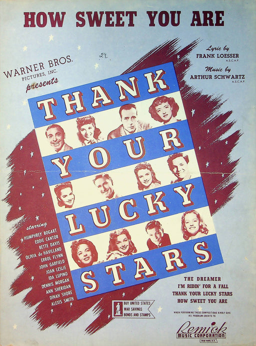 Thank Your Lucky Stars Sheet Music How Sweet You Are Humphrey Bogart Bette Davis 1