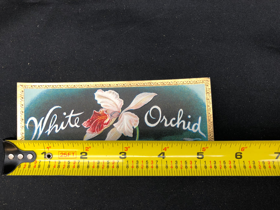 White Orchid Cigar Label Box Wrapper Original Embossed Unused Lithograph Vintage