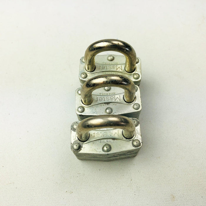 3ct Vintage No 500 Master Lock Padlock 1-1/4" Shackle New NOS Keyed Different 10