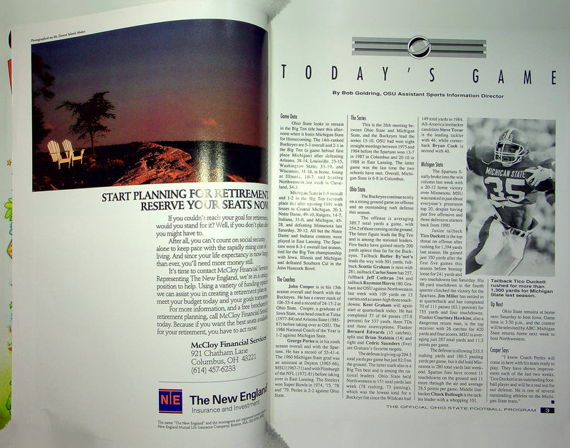 Ohio State Buckeye Football Program October 26 1991 Vs. Michigan State Spartans