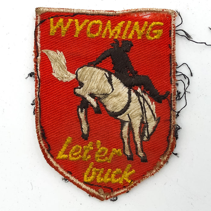 Vintage Wyoming Let'er Buck Patch Souvenir State Souvenir Embroidered