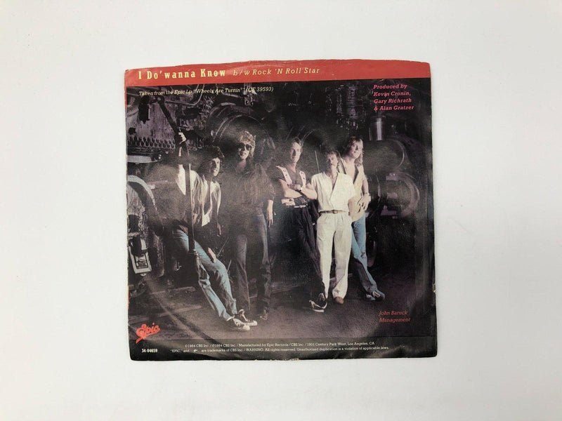 REO Speedwagon I Do' Wanna Know Record 45 RPM Single 34-04659 Epic 1984 2
