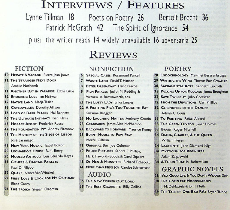 Rain Taxi Review of Books 1998 Vol 3 # 1 Lynne Tillman, Paul Di Fillipo 2