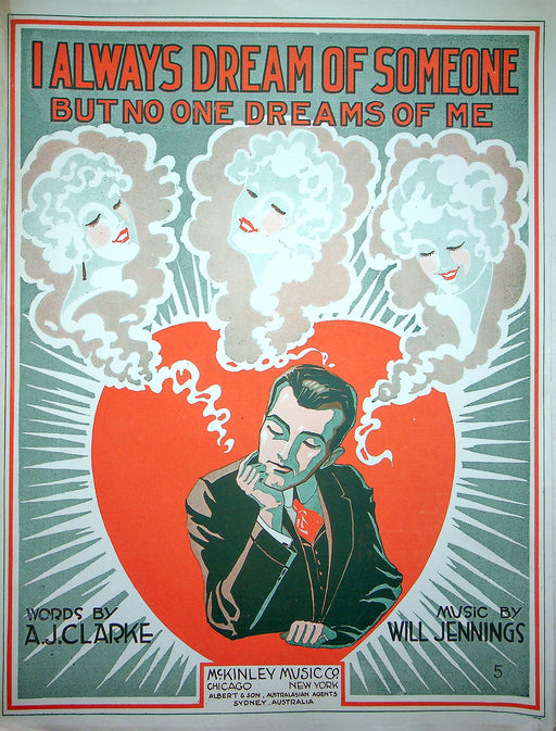 Sheet Music I Always Dream Of Someone But No One Dreams Of Me Will Jennings 1915 1