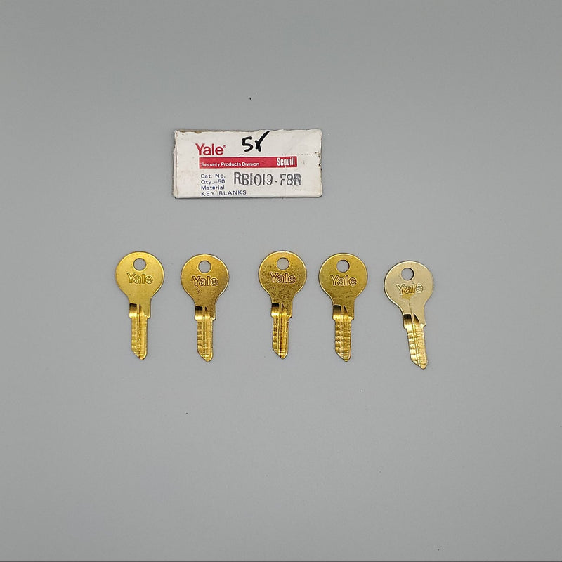 5x Yale RB1019 Key Blanks F8R Keyway Solid Brass 4 Pin NOS 3