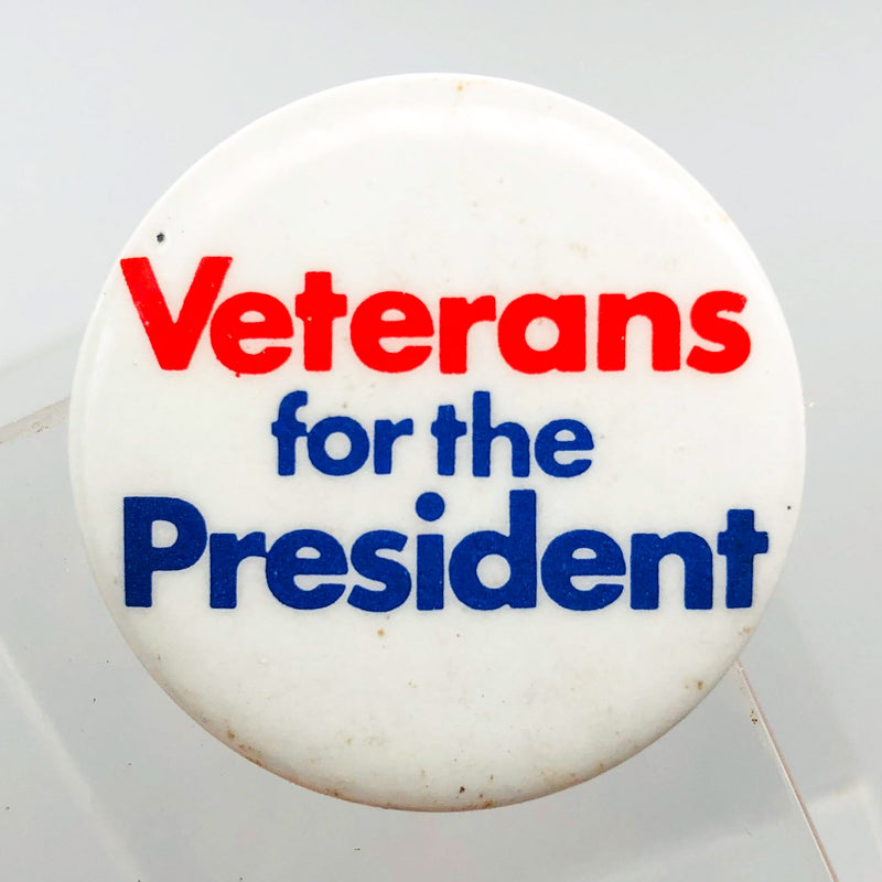 Veterans For The President Button 1.25" Pinback Vintage Columbia Advertising NYC
