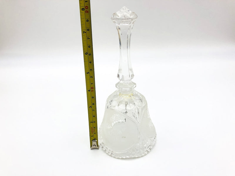 Vintage Lead Crystal Bell 8" Etched 3 Rose Flower Frosted Panels Dinner Table 11