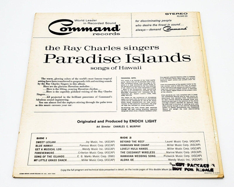 The Ray Charles Singers Paradise Islands: Songs Of Hawaii 33 RPM LP Record 1962 2