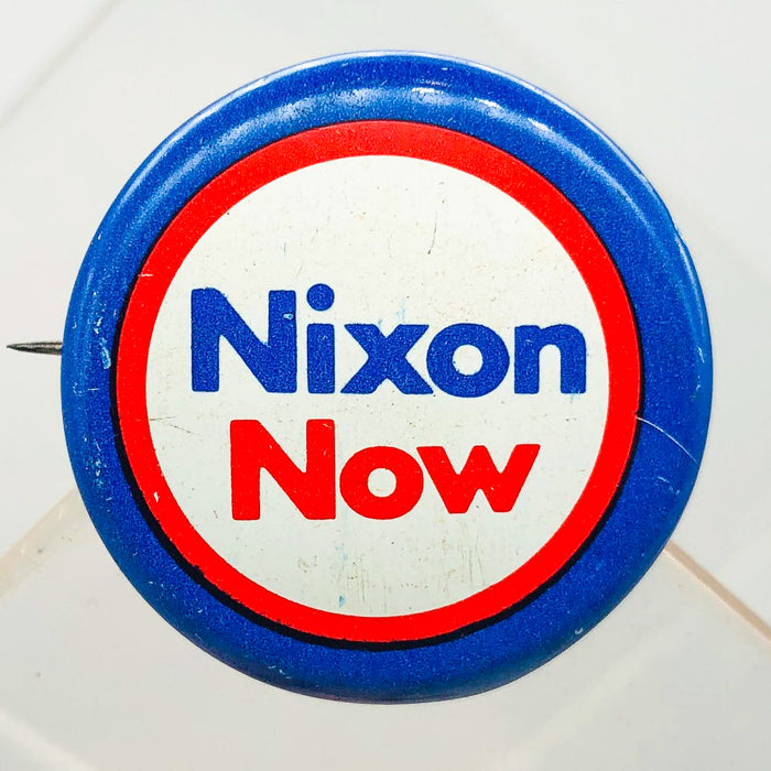 Richard Nixon Now Button Pin 1" Presidential Campaign Politics COADCO Vintage 15