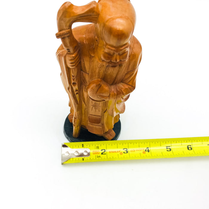 Hand Carved Wood Confucious Statue Figurine Bearded Immortal Chinease Vintage