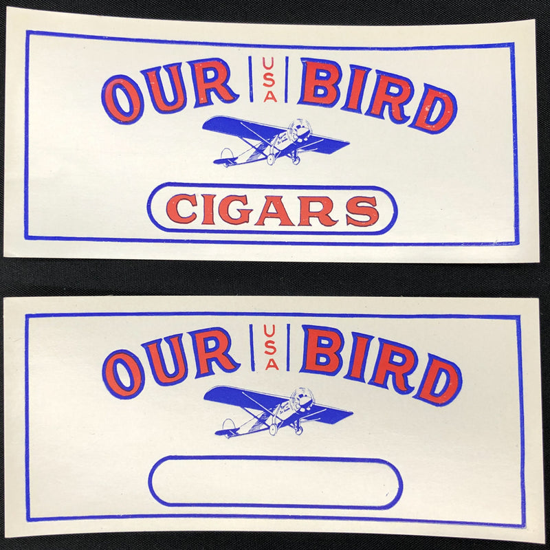 Vintage Spirit of St. Louis Airplane Cigar Label Wrapper Our Bird USA Lot of 2