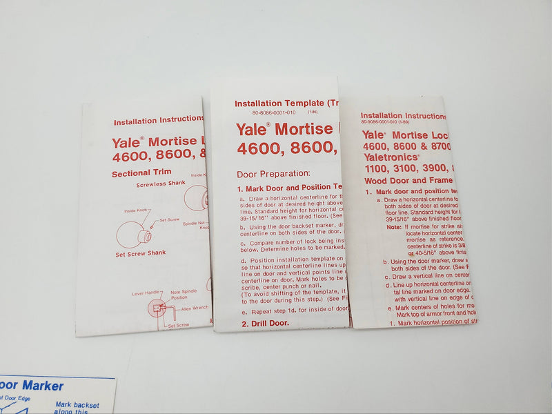 Yale Mortise Lockset Door Handle MOR 8701 Left-Handed Satin Bronze 2-3/4 BS NOS