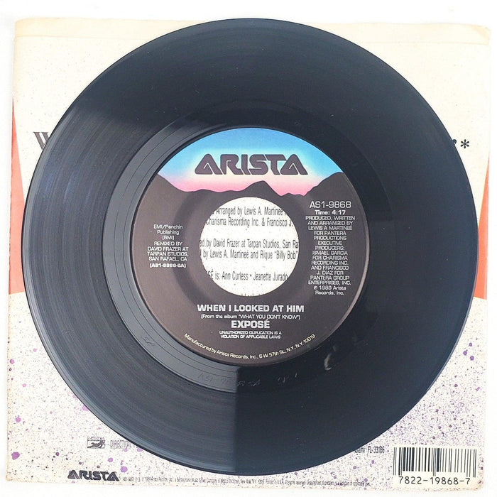 Expose When I Looked At Him Record 45 RPM Single AS1-9868 Arista 1989 3