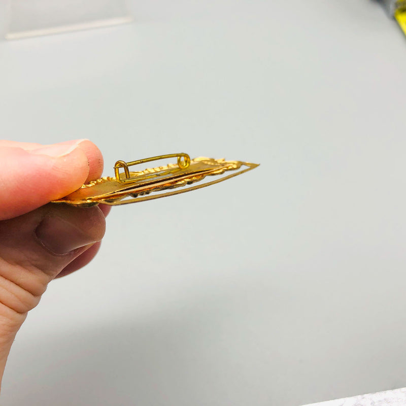 Ribbon Holder Pin Badge Vintage ID Name Tag Button Financial Secretary Brooch