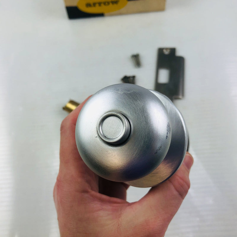 Arrow 157 Bedroom Door Knob Privacy Lockset Tudor Aluminum 2-3/8 ASA Missing 9