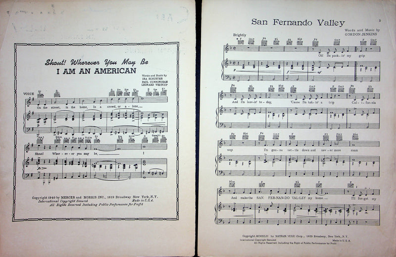 San Fernando Valley Sheet Music Gordon Jenkins Sung by Bing Crosby 1942 Piano 3