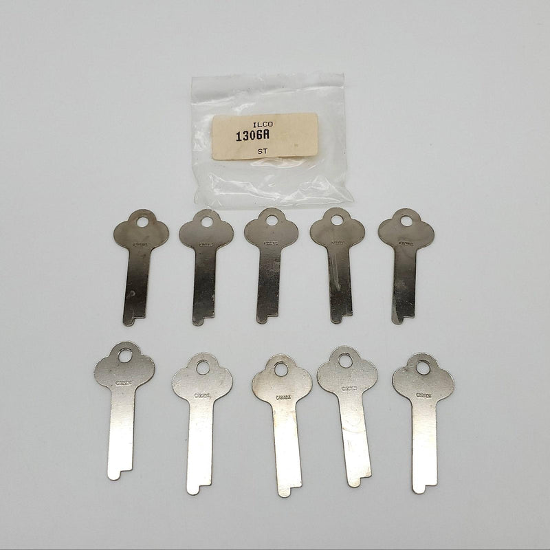 10x Ilco 1306A Key Blanks Flat Steel 0.050" Thick 0.375" Width USA Made NOS