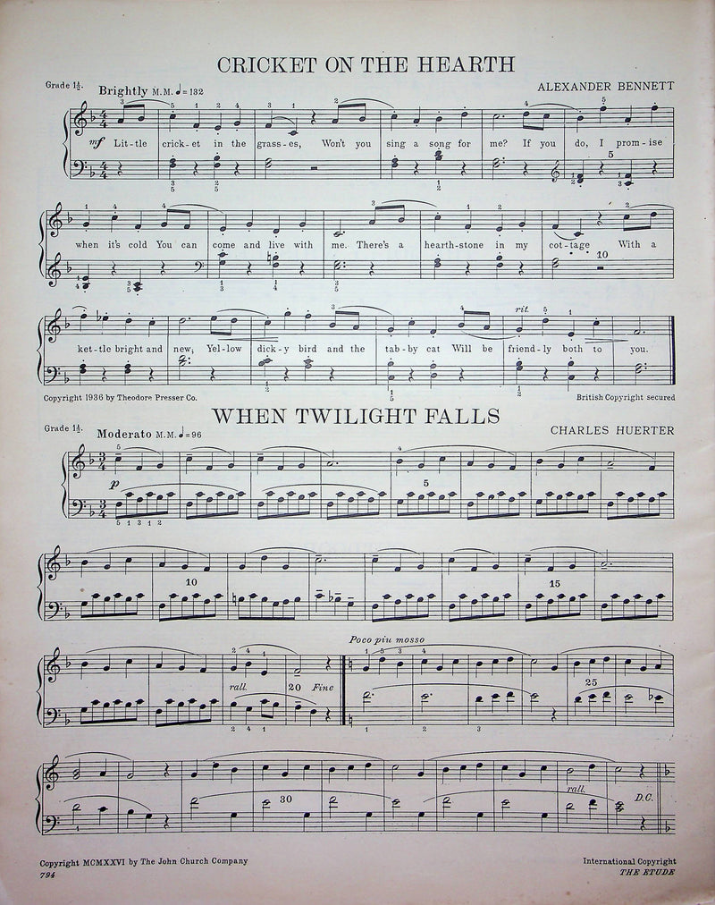 Rondo Gavotte 6th Violin Sonata Sheet Music Johann Bach Song 1936 Etude Magazine 2