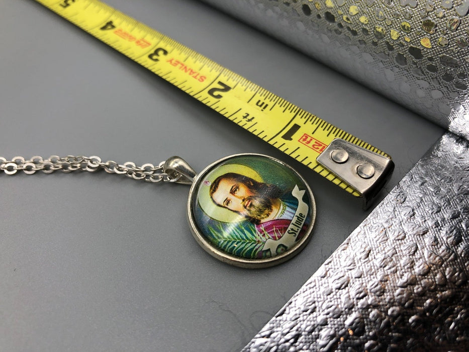 Saint Jude Resin Necklace Color Picture Round Pendant Charm Medal Catholic 8