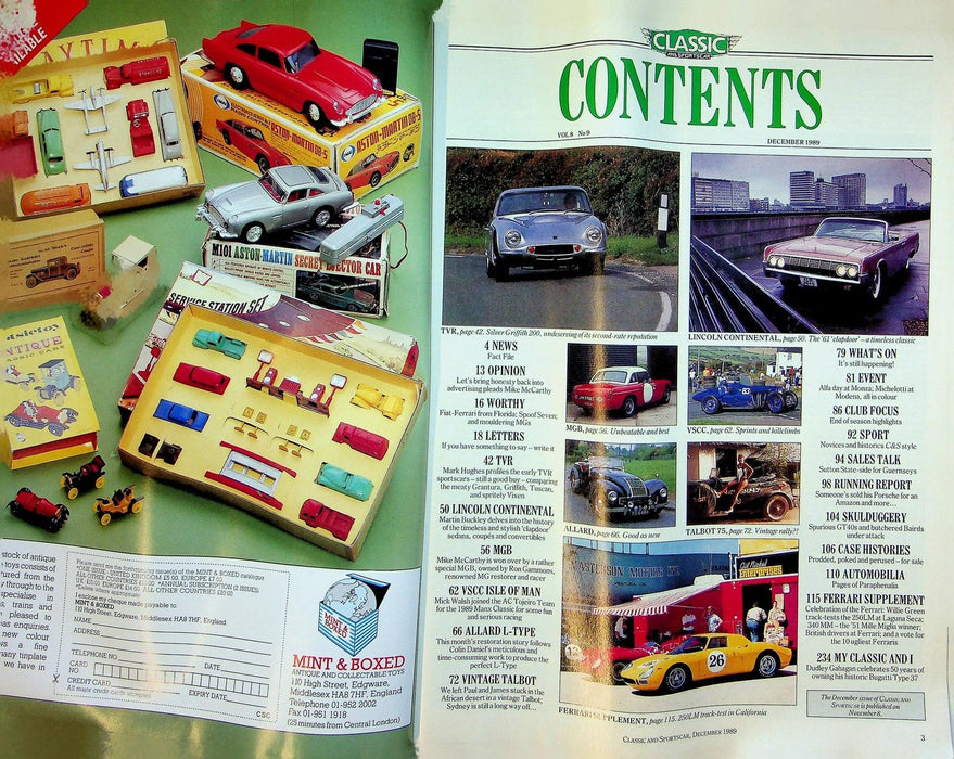 Classic And Sportscar Magazine December 1989 Vol 8 No 9 MGB We Drive The Best