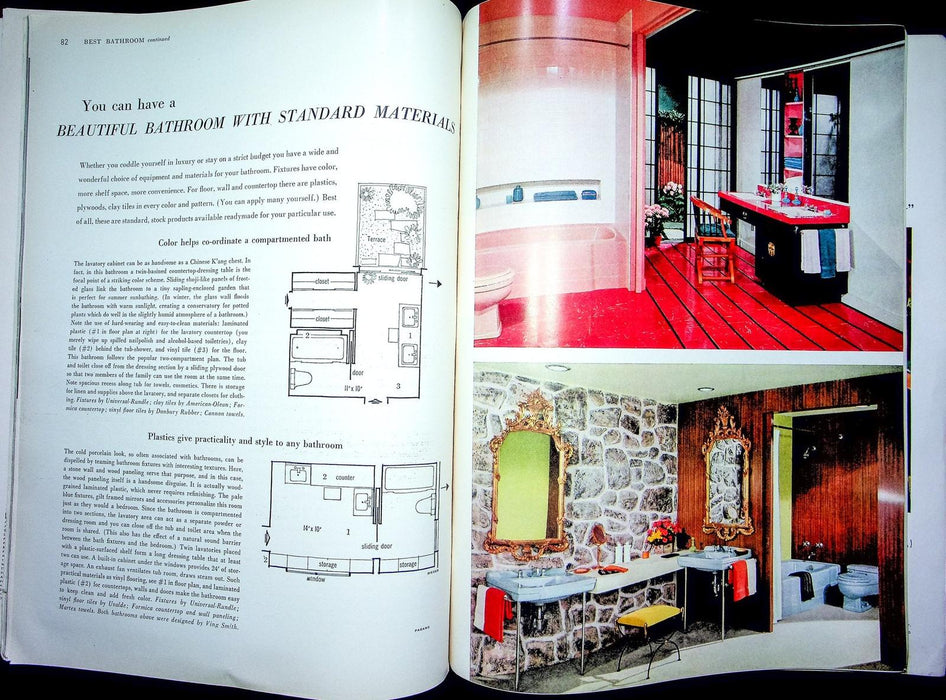 House & Garden Magazine February 1955 Best Bathroom Ideas Floorplans Styles