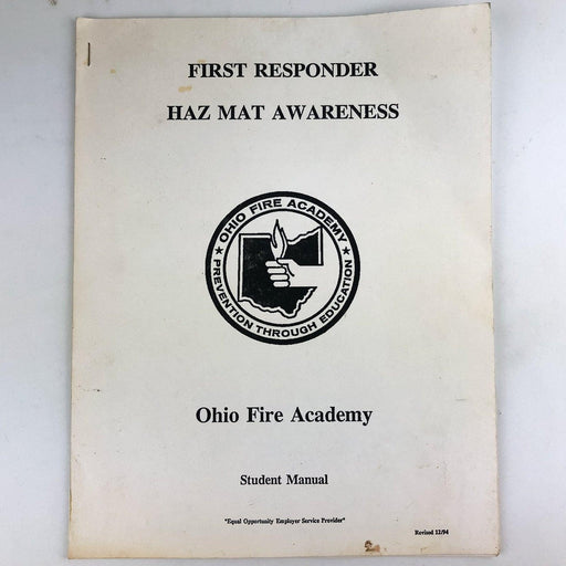 First Responder Haz Mat Awareness Student Manual Guide Ohio Fire Academy 1994 1