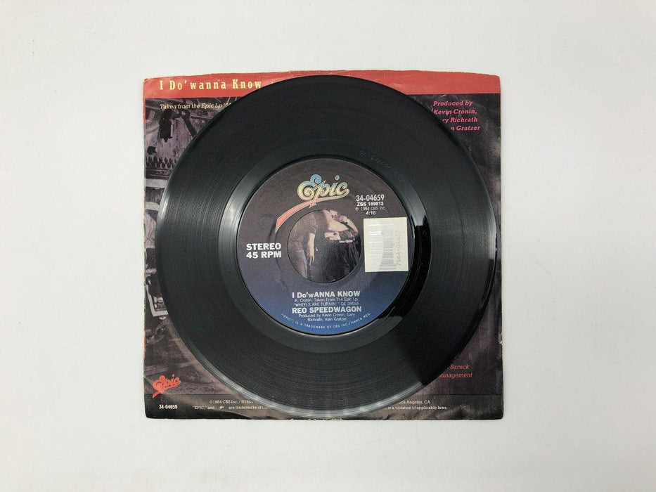 REO Speedwagon I Do' Wanna Know Record 45 RPM Single 34-04659 Epic 1984 3