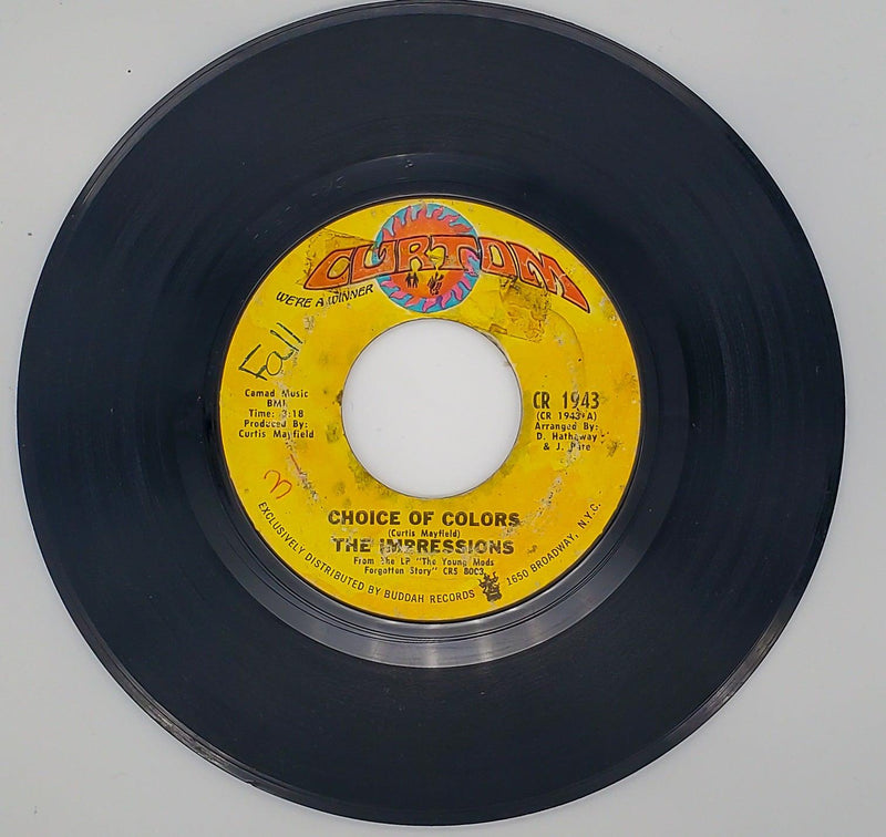 The Impressions Choice Of Colors Record 45 RPM Single CR 1943 Curtom 1969 1