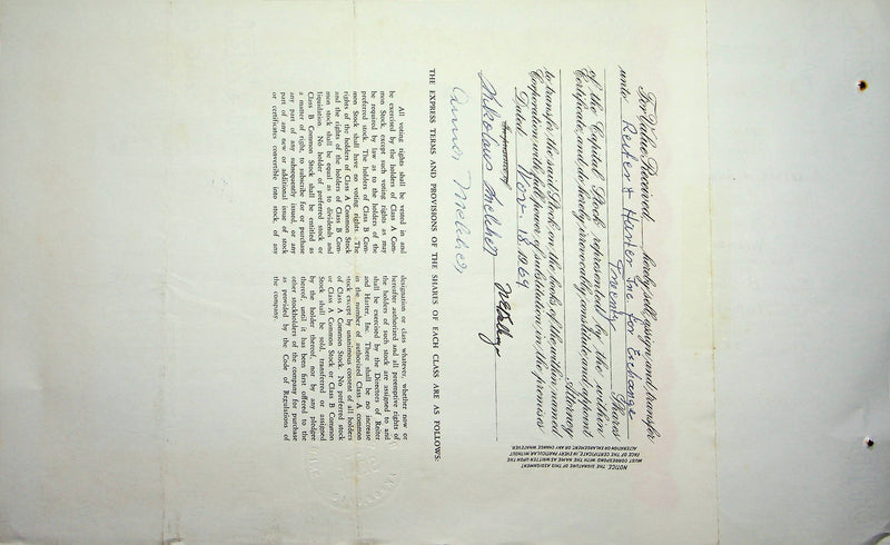 Reiter Dairy Company Stock Certificate Bond Scripophilly Akron Ohio 1968 No 339