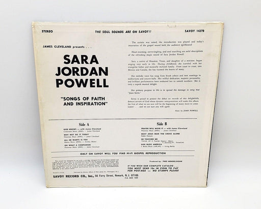 Sara Jordan Powell Songs Of Faith And Inspiration 33 RPM LP Record Savoy 1971 2