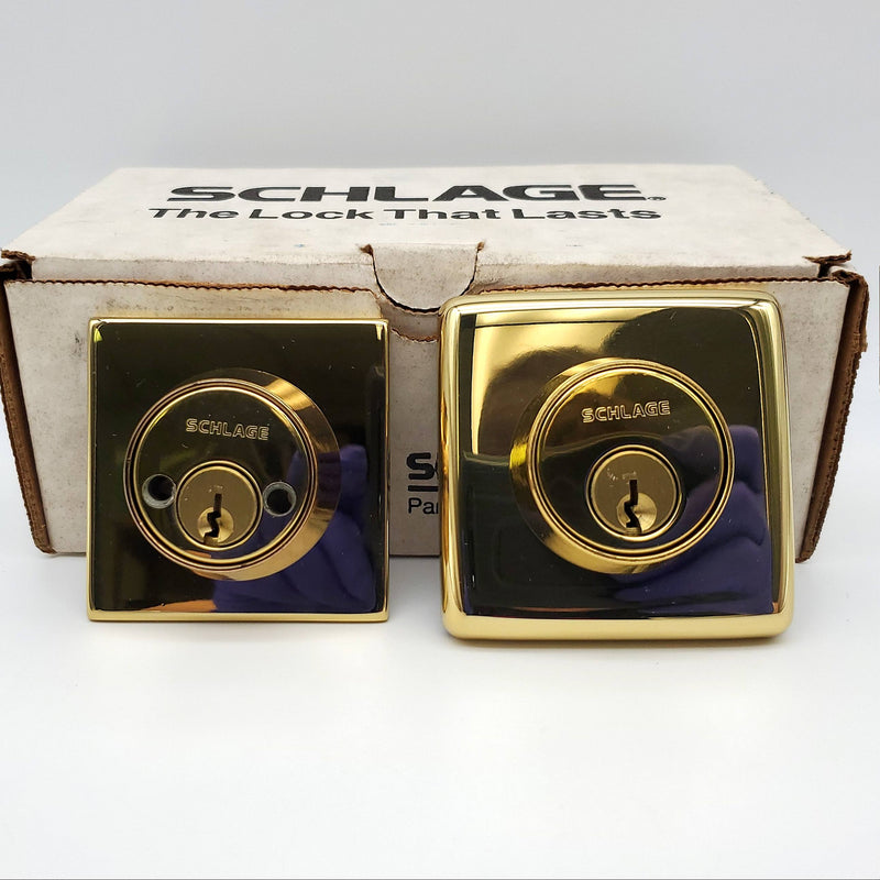 Schlage Deadbolt Double Cylinder Bright Brass 605 MUR B462N 2-3/4 BS NOS