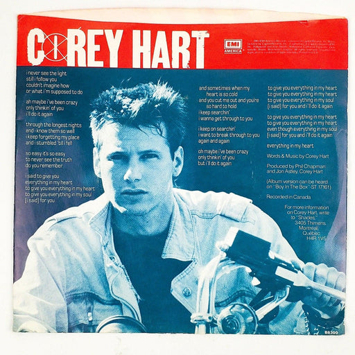Corey Hart Everything In My Heart Record 45 RPM Single B-8300 EMI 1985 2
